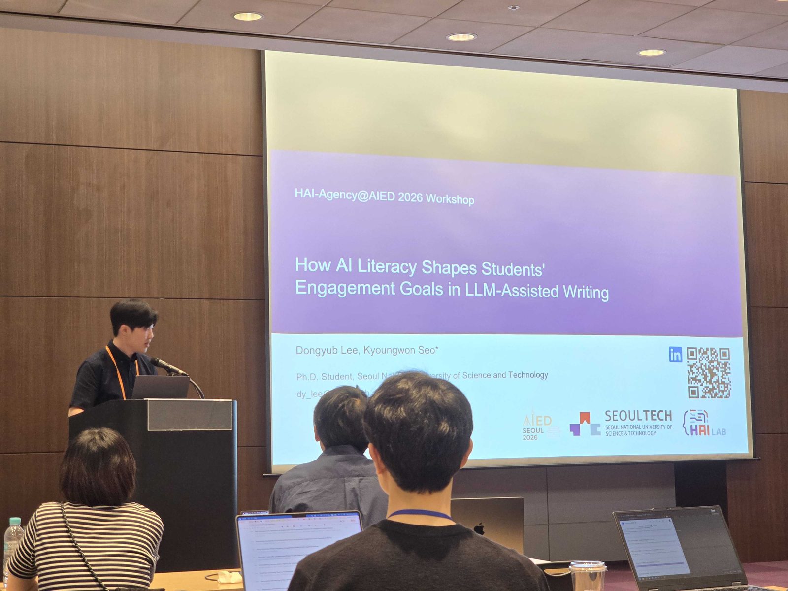 Bogyeom Park and Dongyub Lee presented at a workshop at AIED 2026 (사진 2)